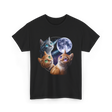 Three Cats Moon Cat T-Shirt - Black