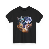 Three Cats Moon Cat T-Shirt - Black