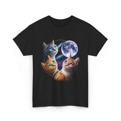 Three Cats Moon Cat T-Shirt - Black