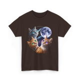 Three Cats Moon Cat T-Shirt - Dark Chocolate