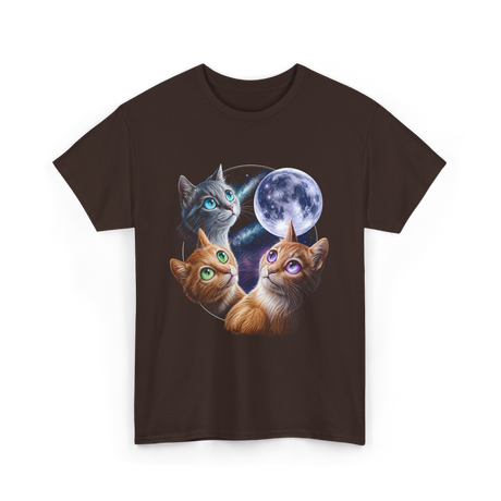 Three Cats Moon Cat T-Shirt - Dark Chocolate