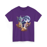 Three Cats Moon Cat T-Shirt - Purple