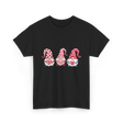 Three Gnomes Holding Heart Gnomes T-Shirt - Black