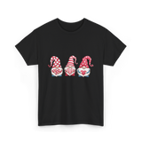 Three Gnomes Holding Heart Gnomes T-Shirt - Black