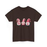 Three Gnomes Holding Heart Gnomes T-Shirt - Dark Chocolate