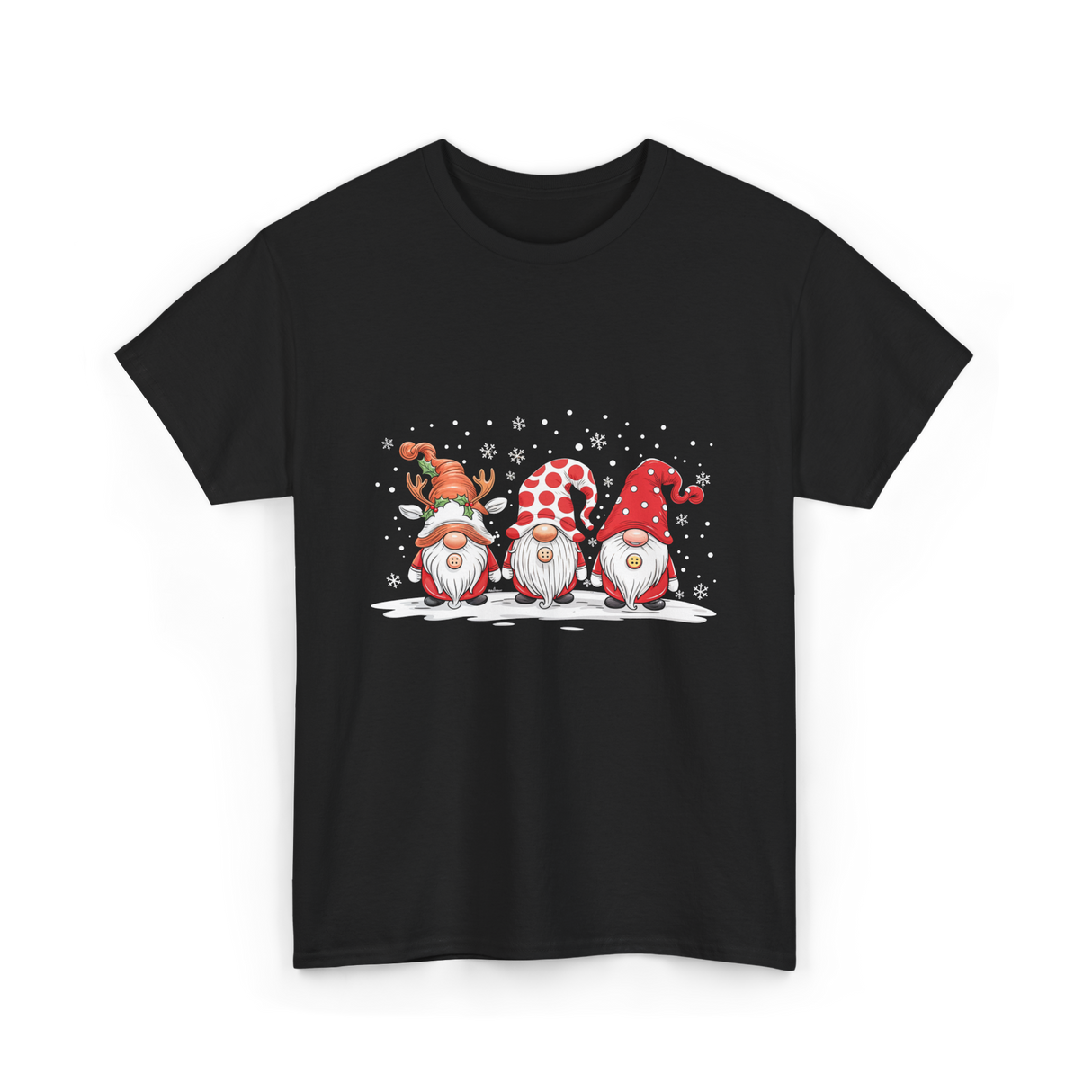 Three Gnomes Winter Christmas T-Shirt - Black