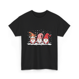 Three Gnomes Winter Christmas T-Shirt - Black