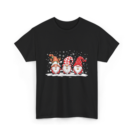 Three Gnomes Winter Christmas T-Shirt - Black