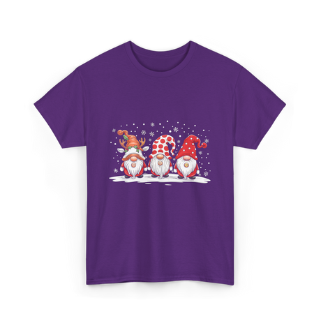 Three Gnomes Winter Christmas T-Shirt - Purple