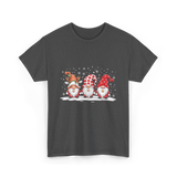 Three Gnomes Winter Christmas T-Shirt - Dark Heather