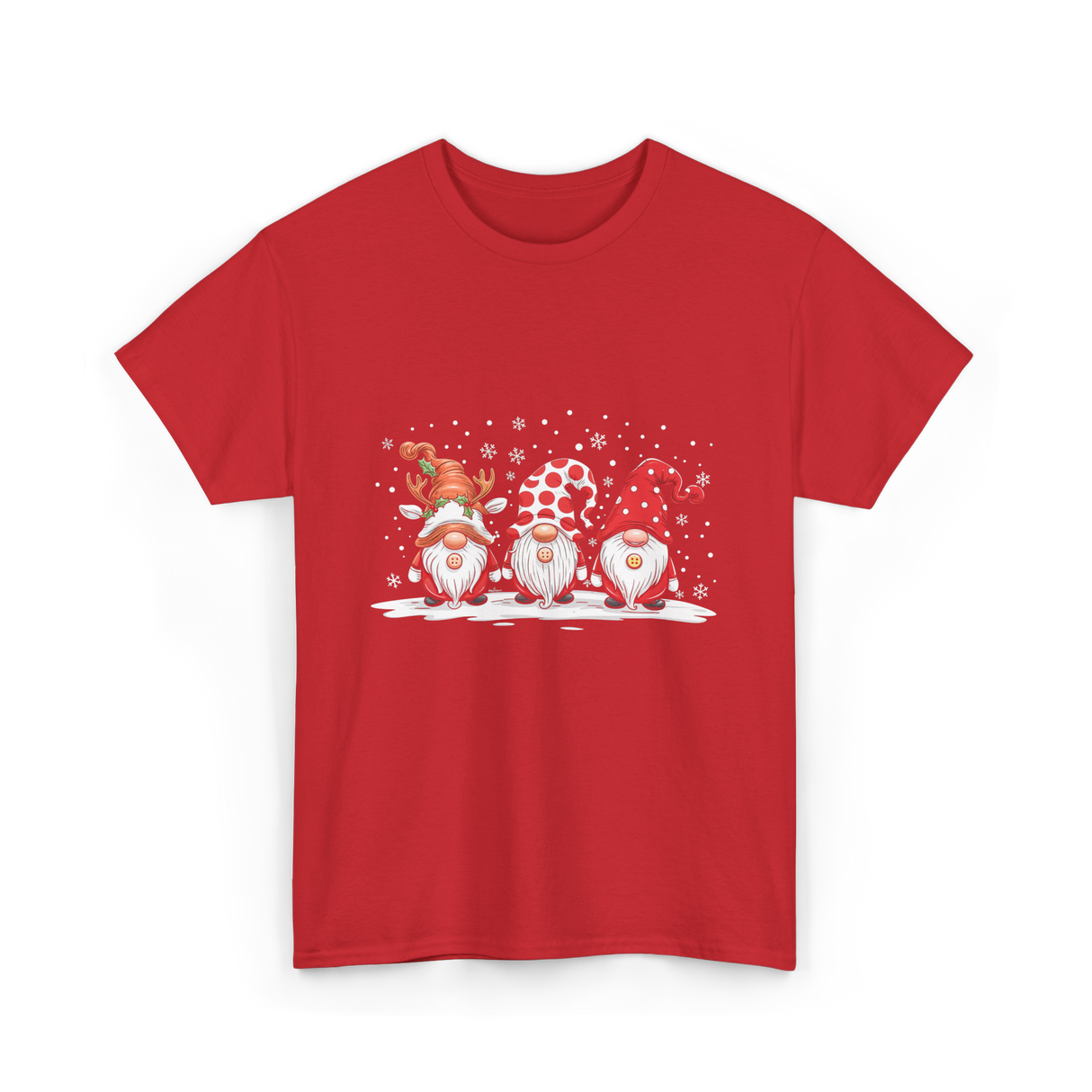 Three Gnomes Winter Christmas T-Shirt - Red