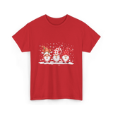 Three Gnomes Winter Christmas T-Shirt - Red