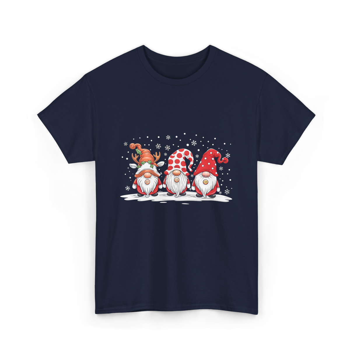 Three Gnomes Winter Christmas T-Shirt - Navy