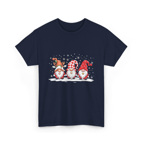 Three Gnomes Winter Christmas T-Shirt - Navy