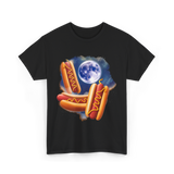 Three Hotdogs Moon Hotdog T-Shirt - Black