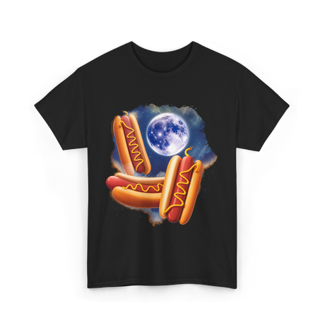 Three Hotdogs Moon Hotdog T-Shirt - Black