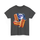 Three Hotdogs Moon Hotdog T-Shirt - Dark Heather