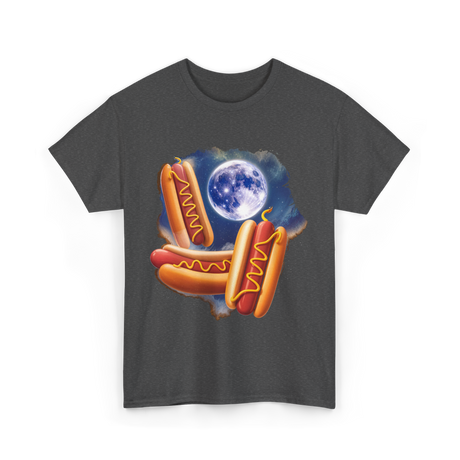 Three Hotdogs Moon Hotdog T-Shirt - Dark Heather