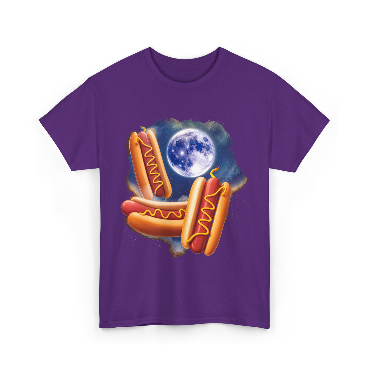 Three Hotdogs Moon Hotdog T-Shirt - Purple