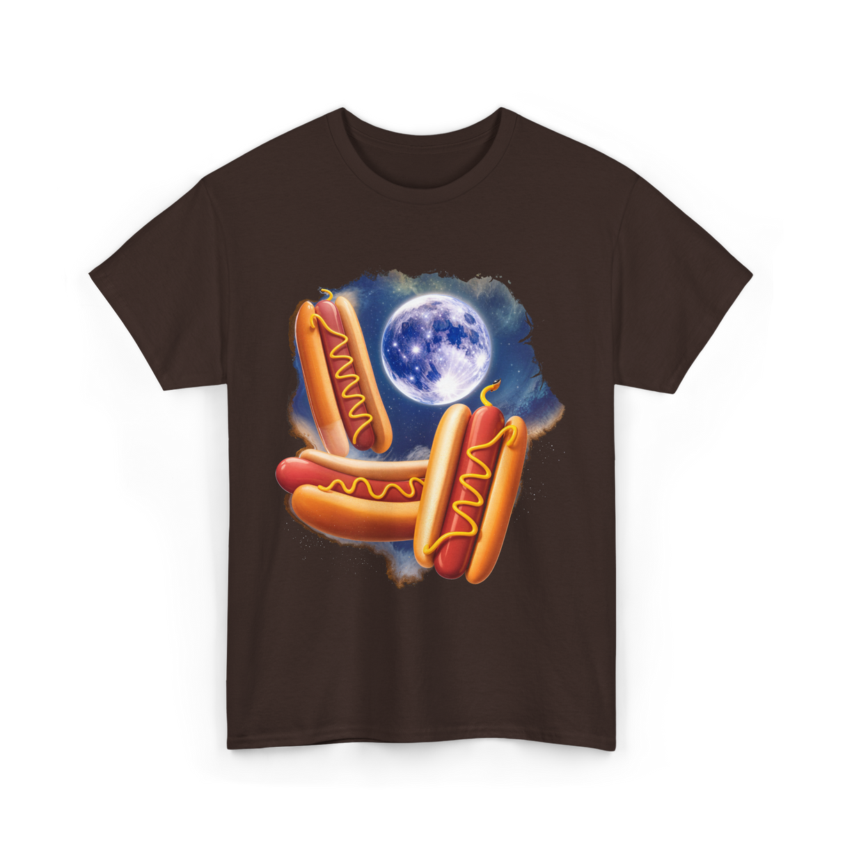 Three Hotdogs Moon Hotdog T-Shirt - Dark Chocolate