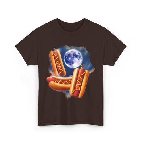 Three Hotdogs Moon Hotdog T-Shirt - Dark Chocolate