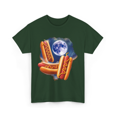 Three Hotdogs Moon Hotdog T-Shirt - Forest Green