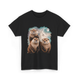 Three Otters Howling Otter T-Shirt - Black