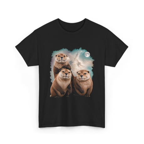 Three Otters Howling Otter T-Shirt - Black