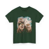 Three Otters Howling Otter T-Shirt - Forest Green