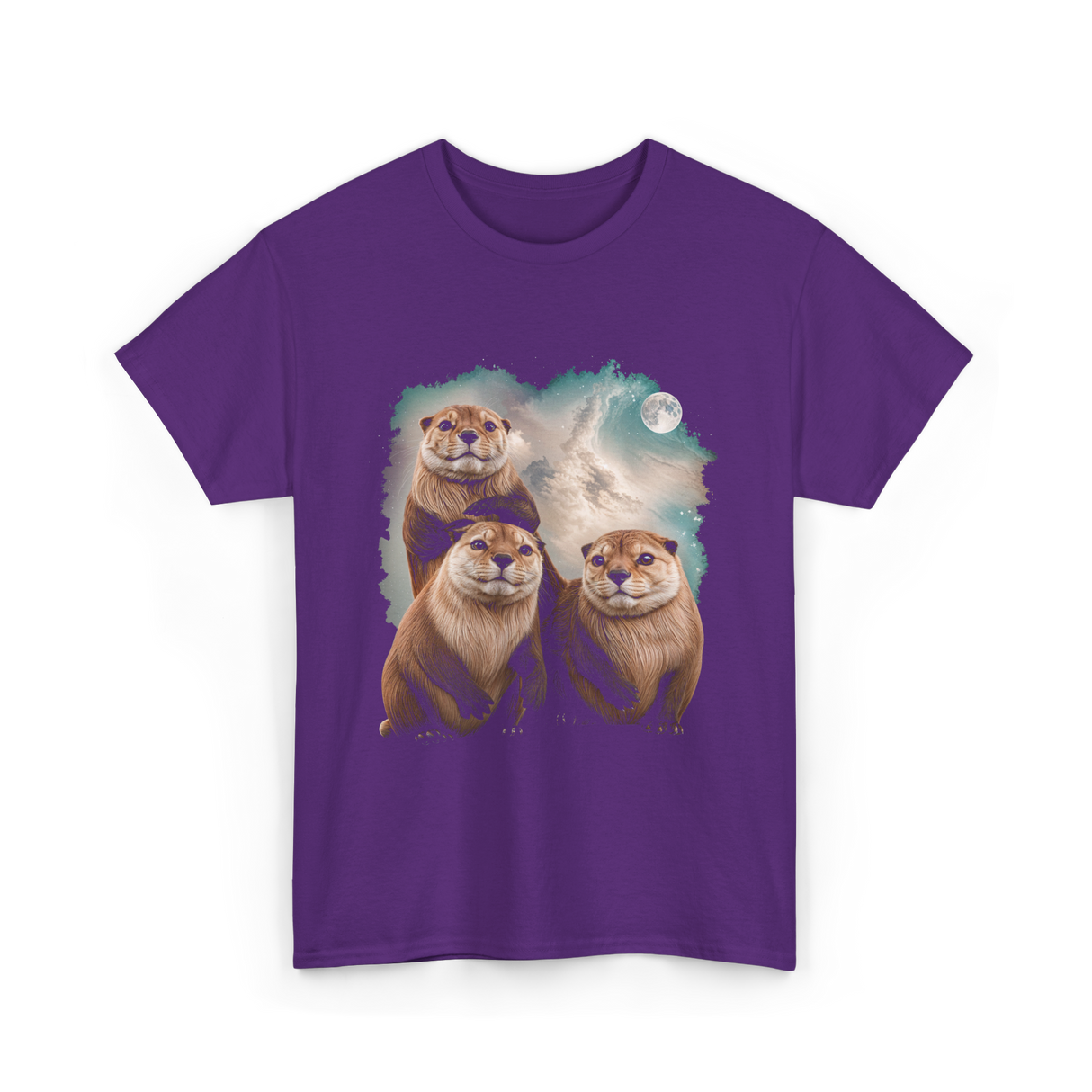 Three Otters Howling Otter T-Shirt - Purple