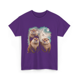 Three Otters Howling Otter T-Shirt - Purple