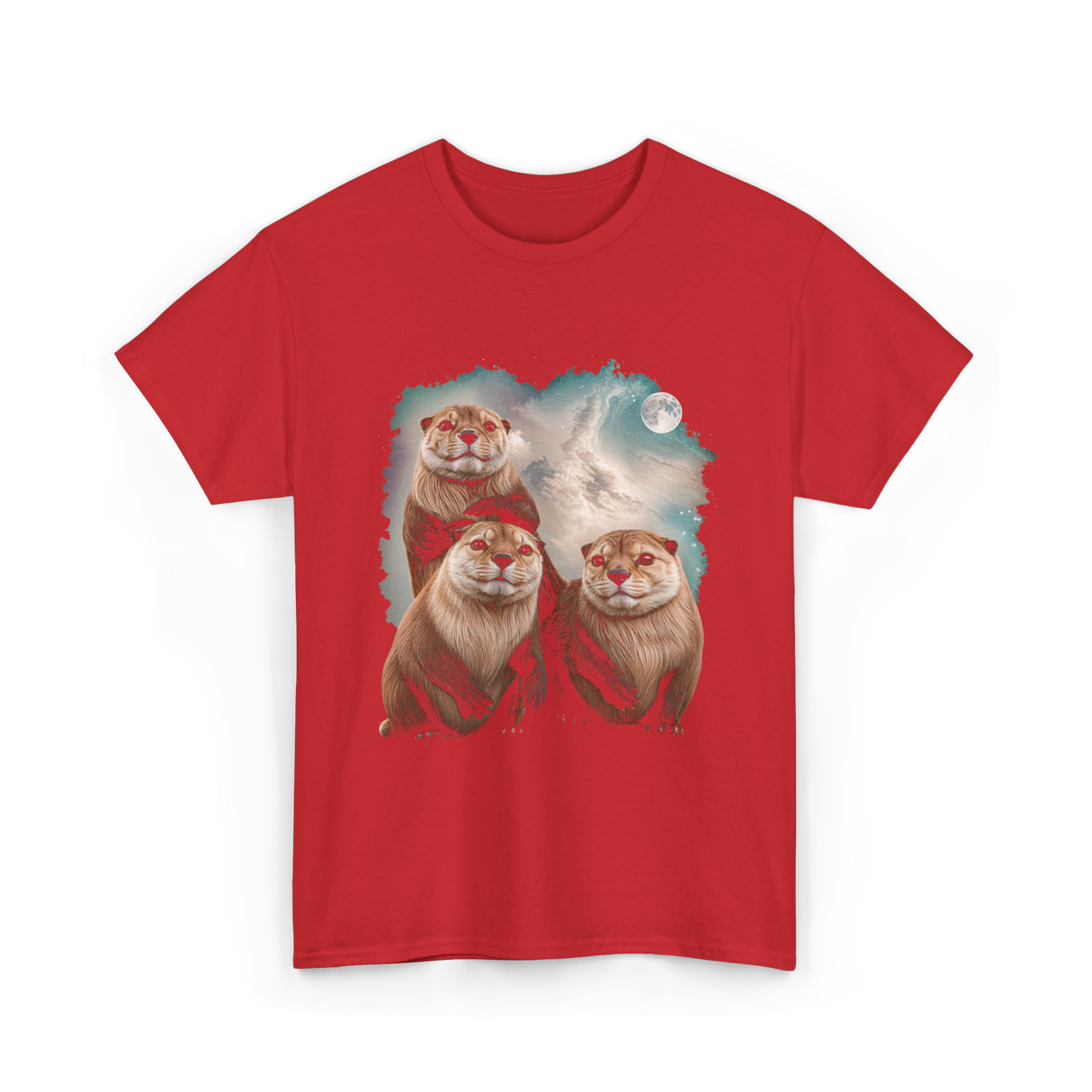 Three Otters Howling Otter T-Shirt - Red