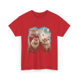 Three Otters Howling Otter T-Shirt - Red