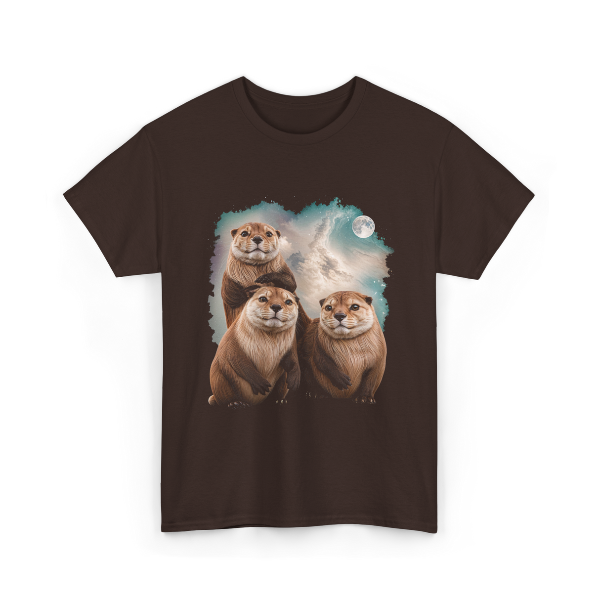 Three Otters Howling Otter T-Shirt - Dark Chocolate