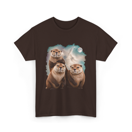 Three Otters Howling Otter T-Shirt - Dark Chocolate