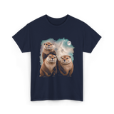 Three Otters Howling Otter T-Shirt - Navy