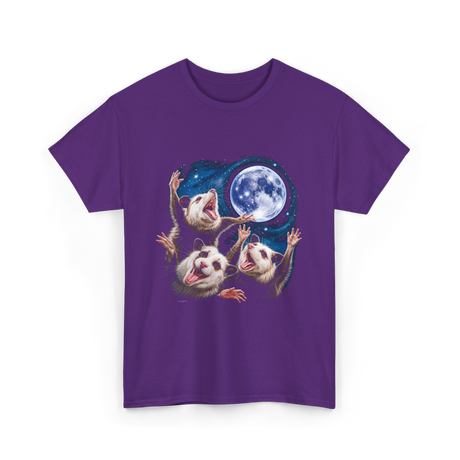 Three Possums Moon Opossum T-Shirt - Purple