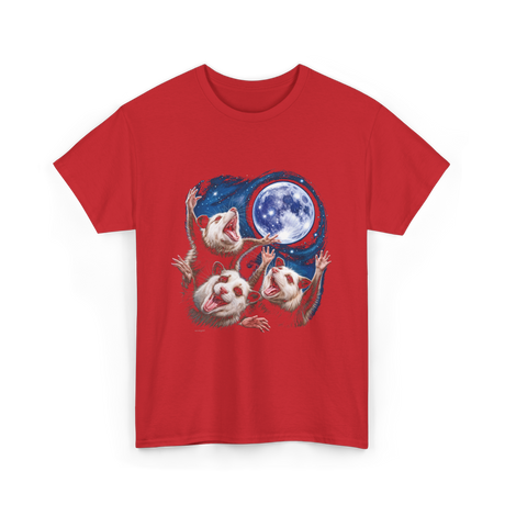 Three Possums Moon Opossum T-Shirt - Red