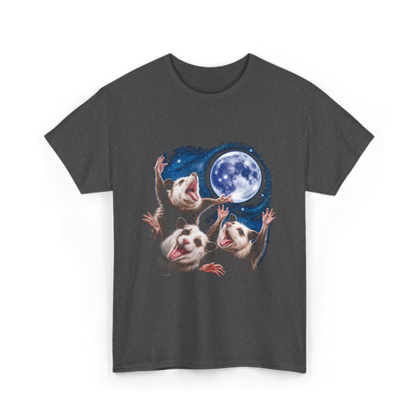 Three Possums Moon Opossum T-Shirt - Dark Heather