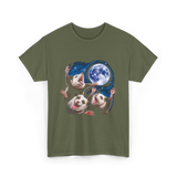 Three Possums Moon Opossum T-Shirt - Military Green