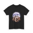 Three Wolves Howling Wolf T-Shirt - Black