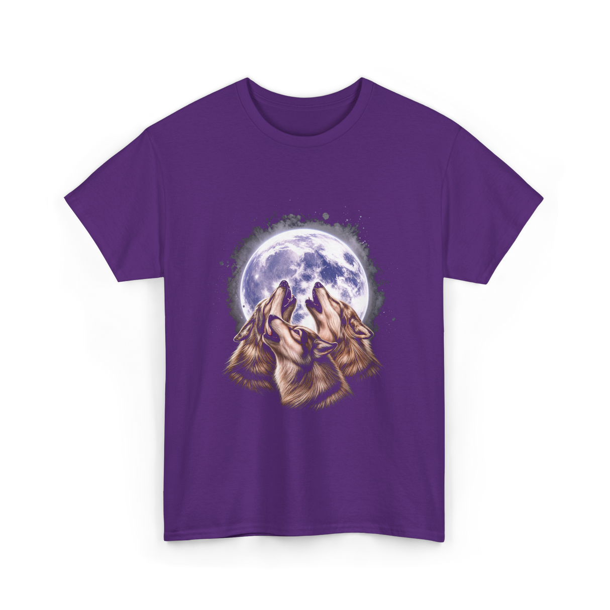 Three Wolves Howling Wolf T-Shirt - Purple