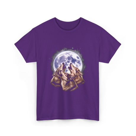 Three Wolves Howling Wolf T-Shirt - Purple