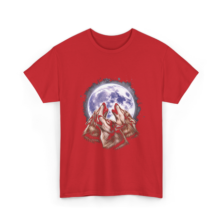 Three Wolves Howling Wolf T-Shirt - Red