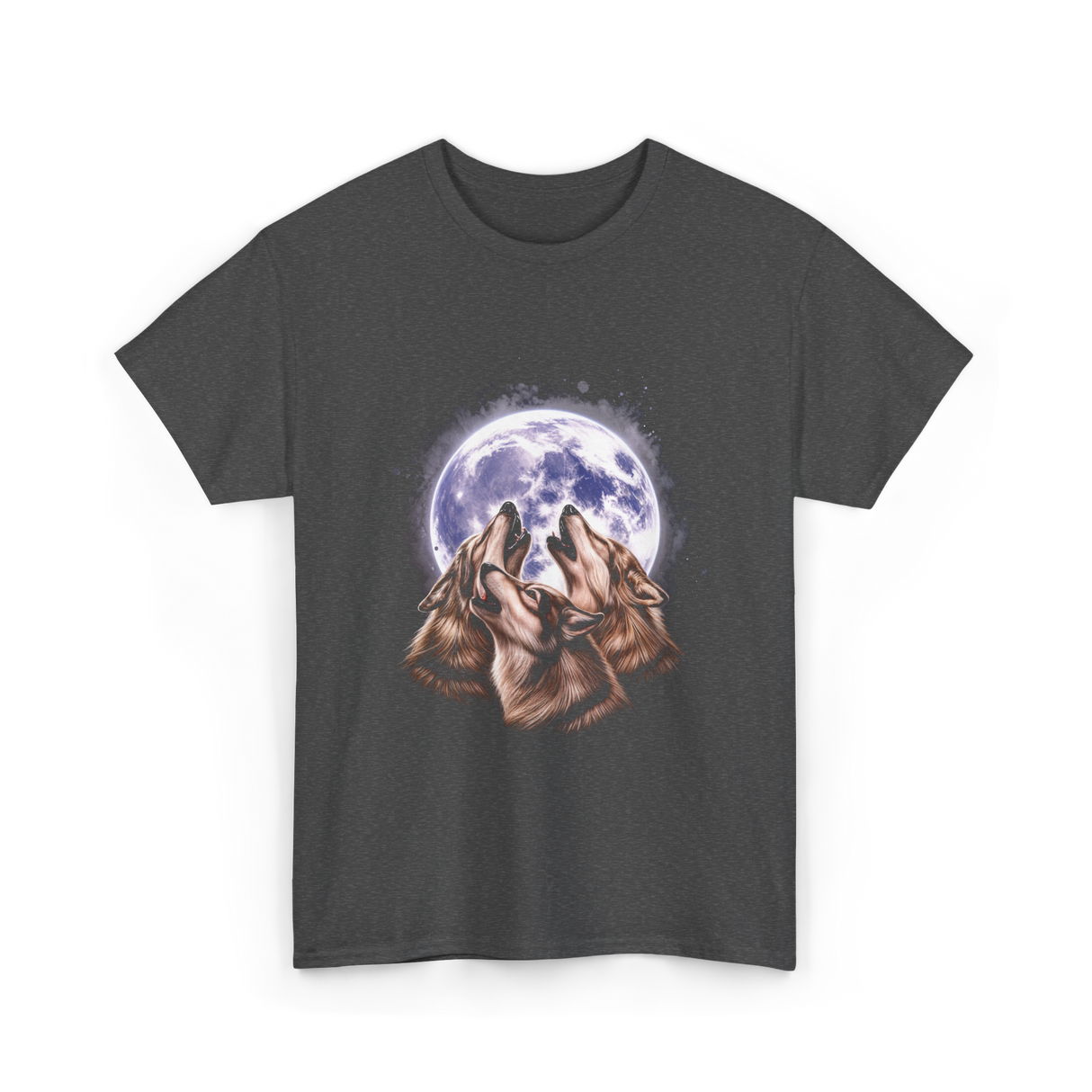 Three Wolves Howling Wolf T-Shirt - Dark Heather