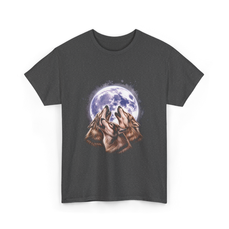 Three Wolves Howling Wolf T-Shirt - Dark Heather