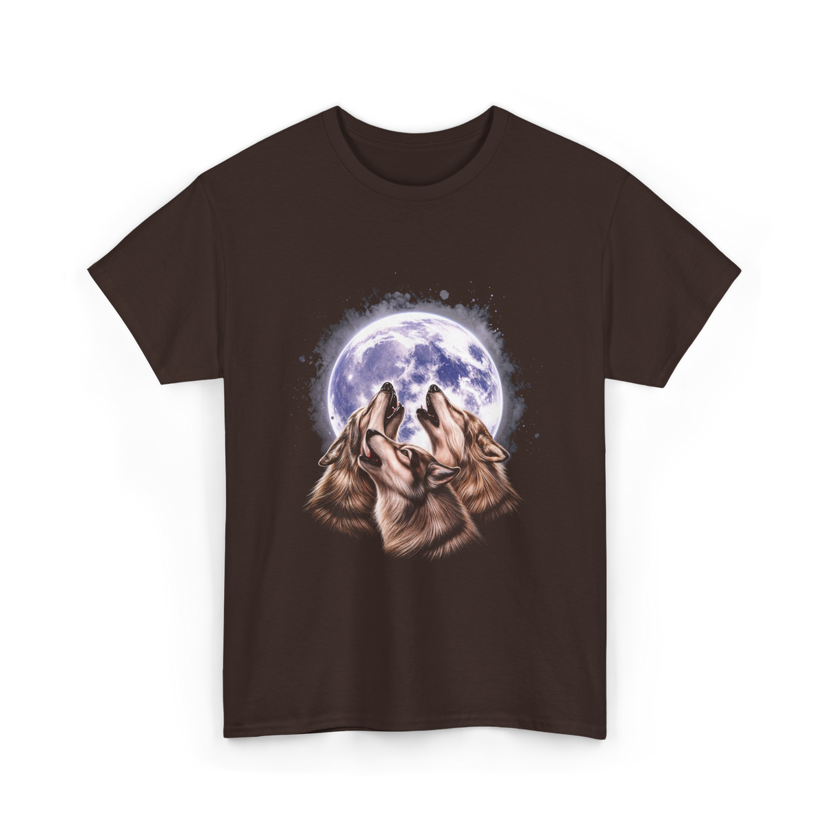 Three Wolves Howling Wolf T-Shirt - Dark Chocolate