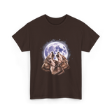 Three Wolves Howling Wolf T-Shirt - Dark Chocolate