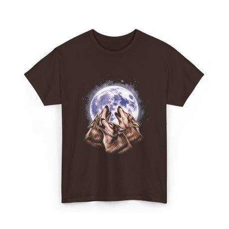 Three Wolves Howling Wolf T-Shirt - Dark Chocolate