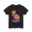 Tie Dye Cat Colorful Cat T-Shirt - Black